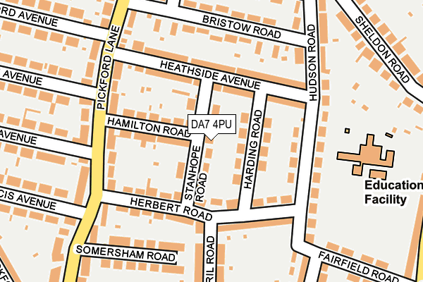 DA7 4PU map - OS OpenMap – Local (Ordnance Survey)