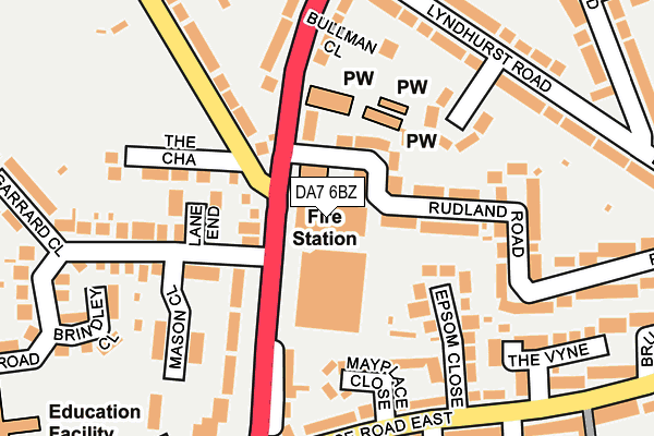 DA7 6BZ map - OS OpenMap – Local (Ordnance Survey)