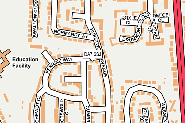 DA7 6SJ map - OS OpenMap – Local (Ordnance Survey)
