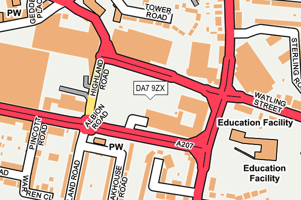 DA7 9ZX map - OS OpenMap – Local (Ordnance Survey)