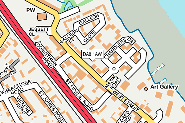 DA8 1AW map - OS OpenMap – Local (Ordnance Survey)