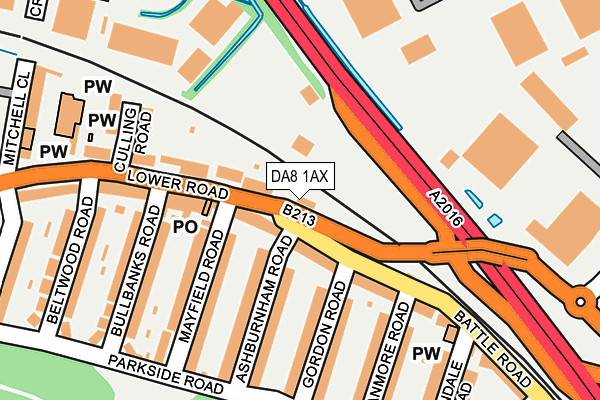 DA8 1AX map - OS OpenMap – Local (Ordnance Survey)
