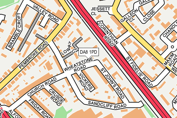 DA8 1PD map - OS OpenMap – Local (Ordnance Survey)