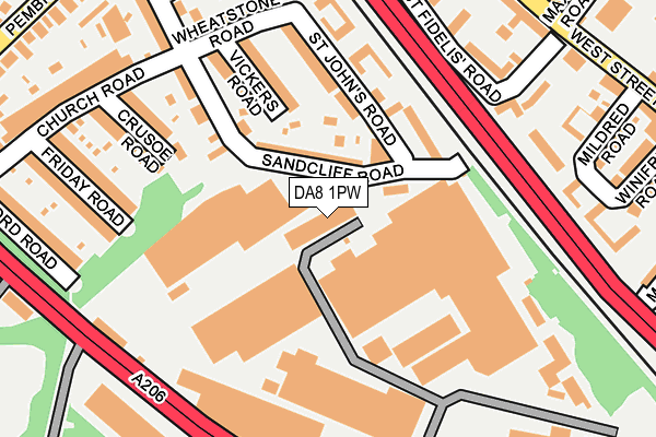 DA8 1PW map - OS OpenMap – Local (Ordnance Survey)