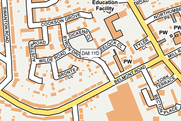 DA8 1YD map - OS OpenMap – Local (Ordnance Survey)