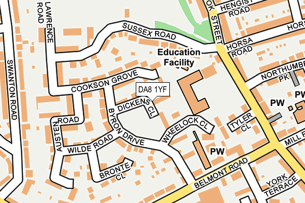 DA8 1YF map - OS OpenMap – Local (Ordnance Survey)