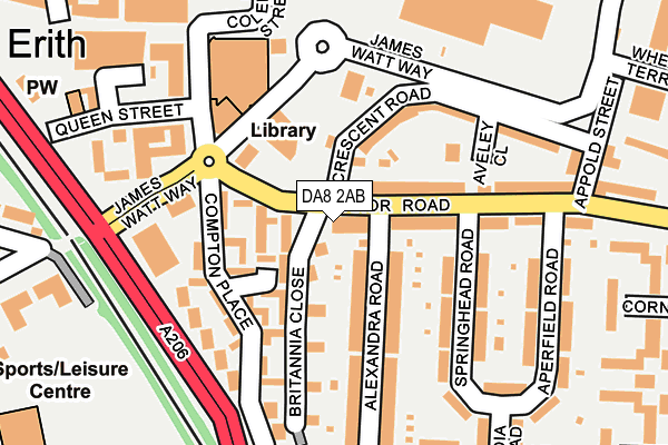 DA8 2AB map - OS OpenMap – Local (Ordnance Survey)