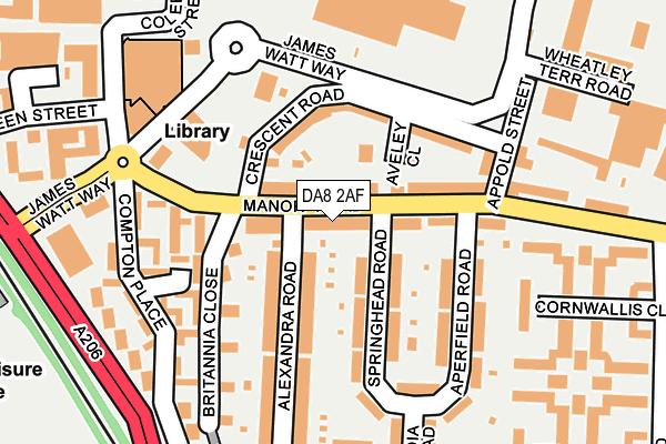 DA8 2AF map - OS OpenMap – Local (Ordnance Survey)
