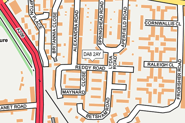 DA8 2AY map - OS OpenMap – Local (Ordnance Survey)