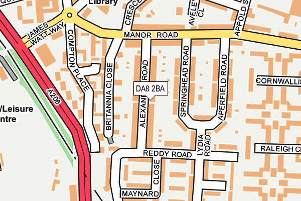 DA8 2BA map - OS OpenMap – Local (Ordnance Survey)