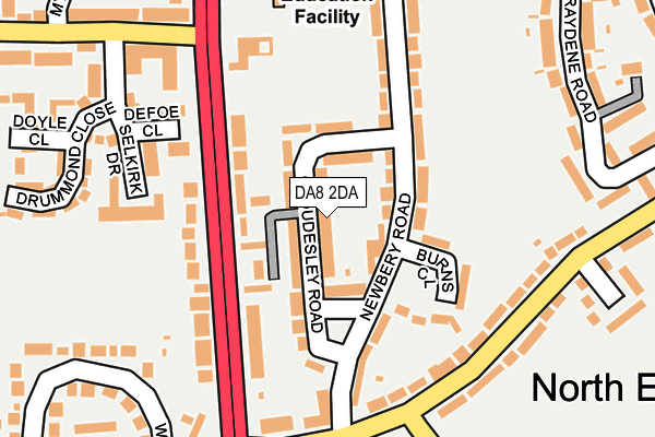 DA8 2DA map - OS OpenMap – Local (Ordnance Survey)