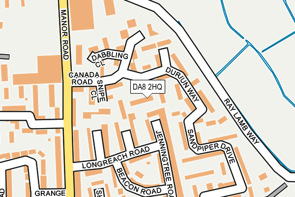 DA8 2HQ map - OS OpenMap – Local (Ordnance Survey)