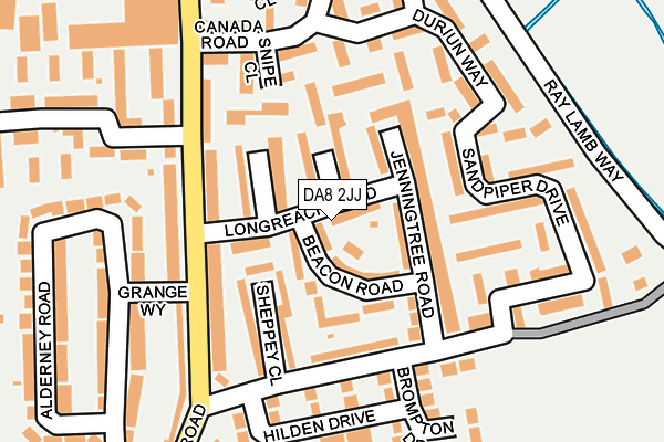 DA8 2JJ map - OS OpenMap – Local (Ordnance Survey)