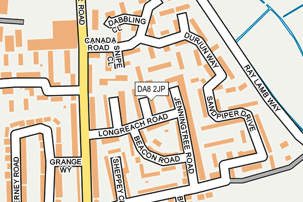 DA8 2JP map - OS OpenMap – Local (Ordnance Survey)