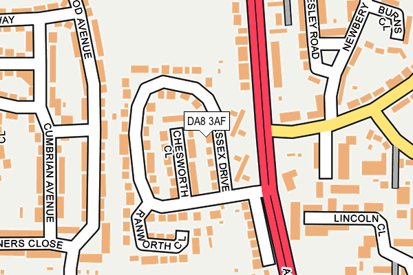 DA8 3AF map - OS OpenMap – Local (Ordnance Survey)