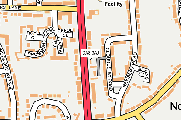 DA8 3AJ map - OS OpenMap – Local (Ordnance Survey)