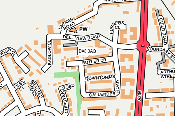 DA8 3AQ map - OS OpenMap – Local (Ordnance Survey)