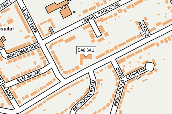 DA8 3AU map - OS OpenMap – Local (Ordnance Survey)