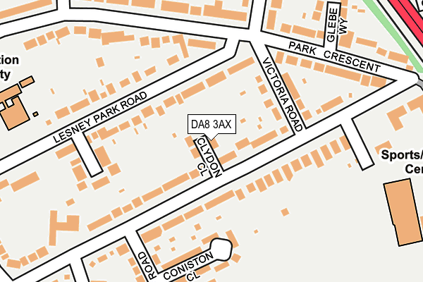DA8 3AX map - OS OpenMap – Local (Ordnance Survey)
