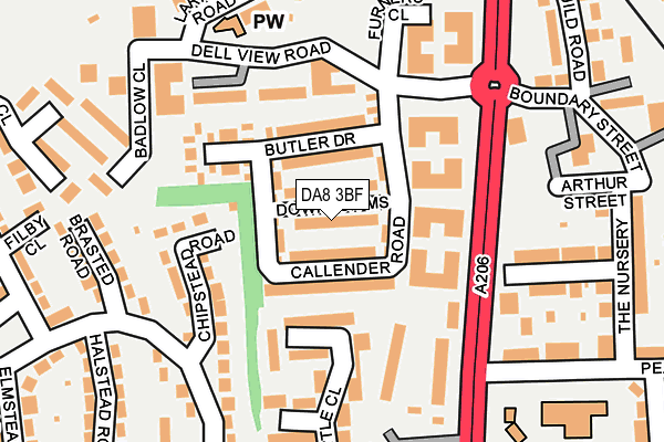 DA8 3BF map - OS OpenMap – Local (Ordnance Survey)