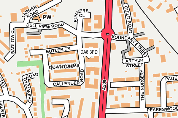 DA8 3FD map - OS OpenMap – Local (Ordnance Survey)