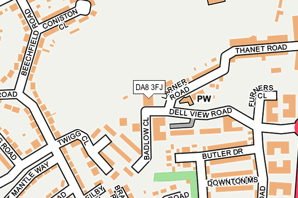 DA8 3FJ map - OS OpenMap – Local (Ordnance Survey)