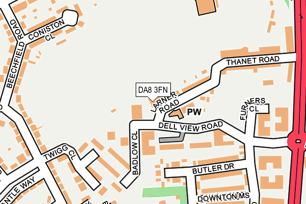 DA8 3FN map - OS OpenMap – Local (Ordnance Survey)