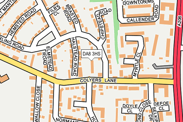 DA8 3HS map - OS OpenMap – Local (Ordnance Survey)