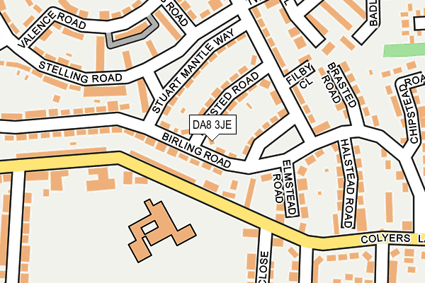 DA8 3JE map - OS OpenMap – Local (Ordnance Survey)