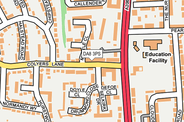 DA8 3PS map - OS OpenMap – Local (Ordnance Survey)