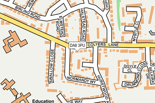 DA8 3PU map - OS OpenMap – Local (Ordnance Survey)