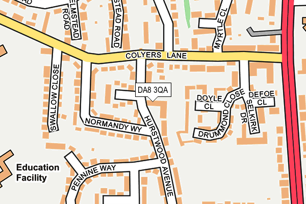 DA8 3QA map - OS OpenMap – Local (Ordnance Survey)