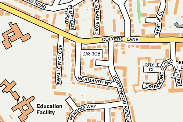 DA8 3QB map - OS OpenMap – Local (Ordnance Survey)