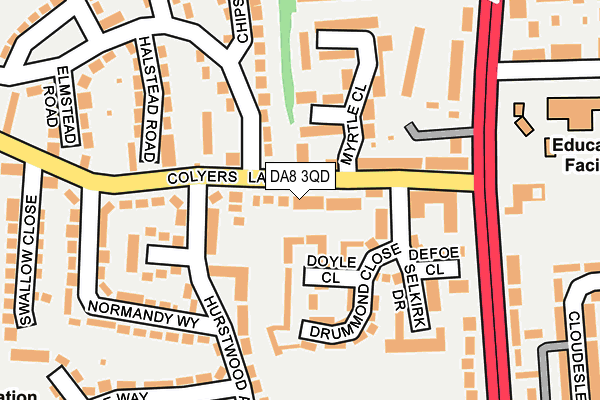 DA8 3QD map - OS OpenMap – Local (Ordnance Survey)