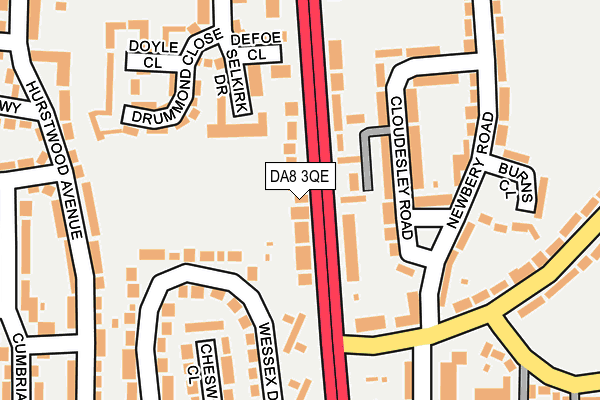 DA8 3QE map - OS OpenMap – Local (Ordnance Survey)