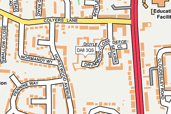 DA8 3QS map - OS OpenMap – Local (Ordnance Survey)