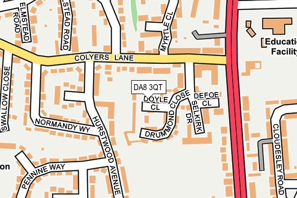 DA8 3QT map - OS OpenMap – Local (Ordnance Survey)
