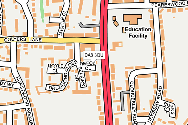 DA8 3QU map - OS OpenMap – Local (Ordnance Survey)