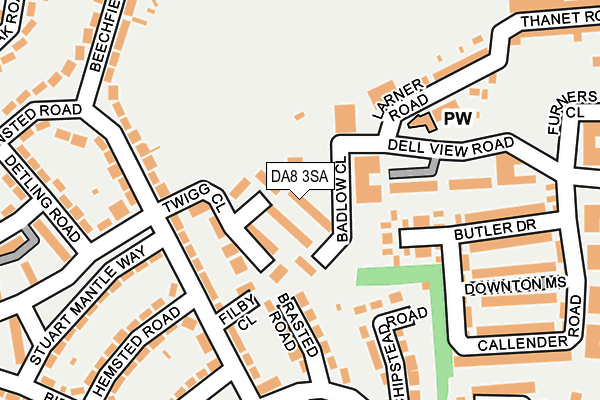 DA8 3SA map - OS OpenMap – Local (Ordnance Survey)