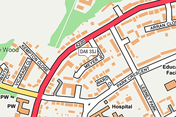 DA8 3SJ map - OS OpenMap – Local (Ordnance Survey)