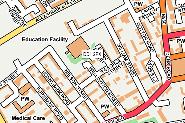 DD1 2PX map - OS OpenMap – Local (Ordnance Survey)