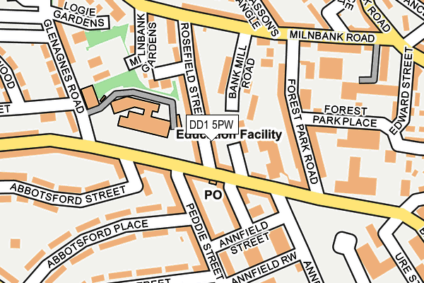 DD1 5PW map - OS OpenMap – Local (Ordnance Survey)