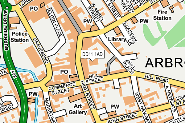 DD11 1AD map - OS OpenMap – Local (Ordnance Survey)