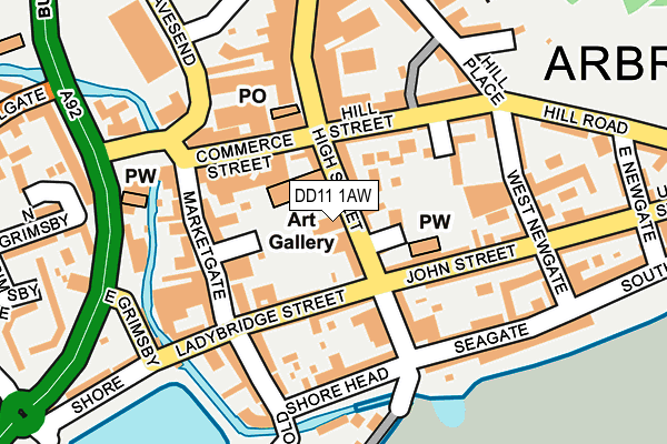 DD11 1AW map - OS OpenMap – Local (Ordnance Survey)