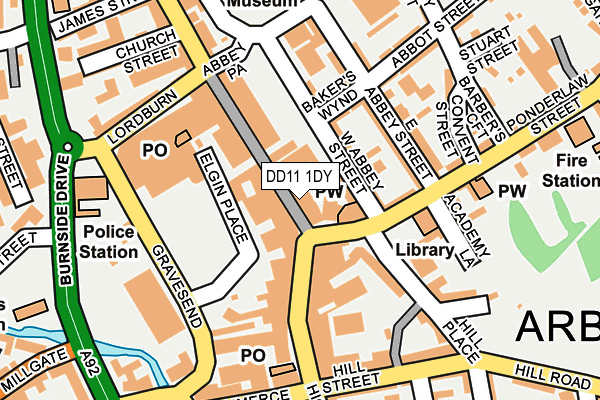 DD11 1DY map - OS OpenMap – Local (Ordnance Survey)