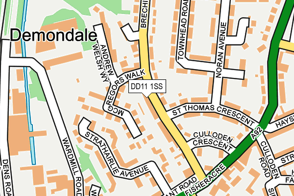 DD11 1SS map - OS OpenMap – Local (Ordnance Survey)