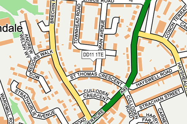 DD11 1TE map - OS OpenMap – Local (Ordnance Survey)