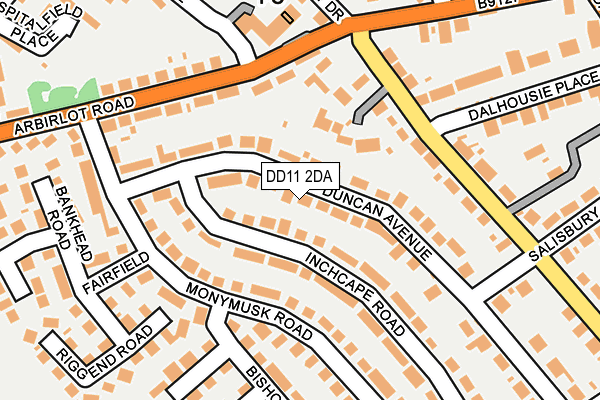 DD11 2DA map - OS OpenMap – Local (Ordnance Survey)