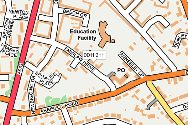 DD11 2HH map - OS OpenMap – Local (Ordnance Survey)