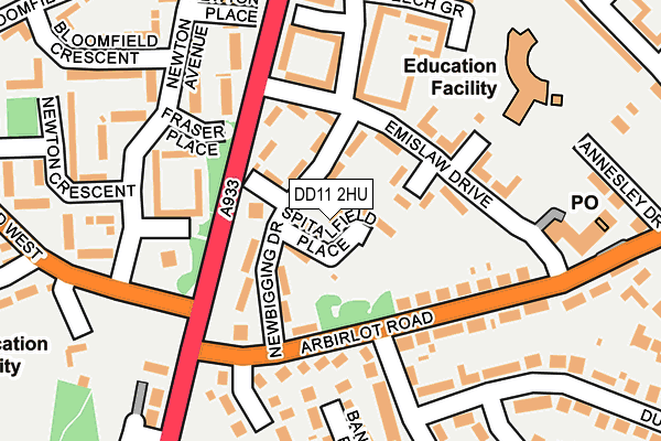 DD11 2HU map - OS OpenMap – Local (Ordnance Survey)